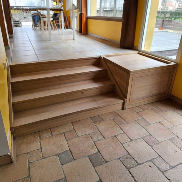 Aménagement intérieur réalisation escaliers 4 marches et rangements