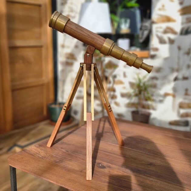 Objet déco création bois téléscope bois laiton