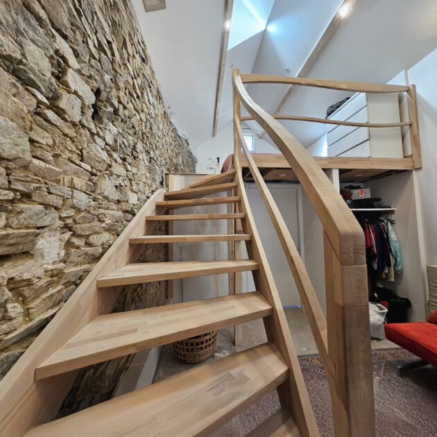 Escalier double quart tournant sur mesure